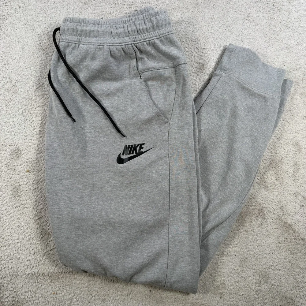 Nike Sweatpants Mens Large Grey French Terry Drawstring Gym Joggers Active
